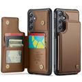 Étui Caseme C22 Samsung Galaxy S25 FE avec portefeuille de cartes protégé par RFID - Marron