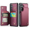 Étui Caseme C22 Samsung Galaxy S25 FE avec portefeuille de cartes protégé par RFID - Rouge