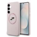 Coque MagSafe Samsung Galaxy S25 FE en silicone liquide Karl Lagerfeld Double Heads - Rose
