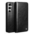 Etui Portefeuille Samsung Galaxy S25 FE en Cuir Qialino Classic - Noir