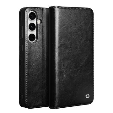 Etui Portefeuille Samsung Galaxy S25 FE en Cuir Qialino Classic - Noir