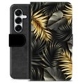 Étui Portefeuille Premium Samsung Galaxy S25+ - Feuilles Dorées