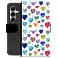 Étui Portefeuille Premium Samsung Galaxy S25+ - Cœurs