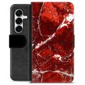 Étui Portefeuille Premium Samsung Galaxy S25+ - Marbre Rouge