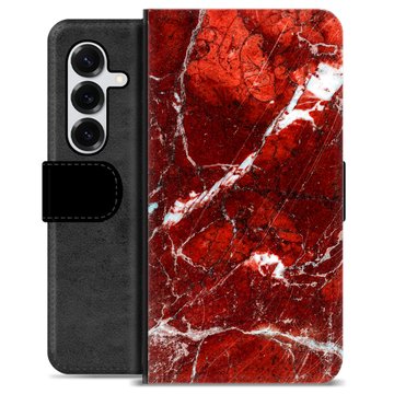 Étui Portefeuille Premium Samsung Galaxy S25+ - Marbre Rouge