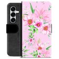 Étui Portefeuille Premium Samsung Galaxy S25+ - Fleurs à L'aquarelle