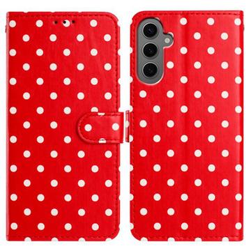 Étui portefeuille Samsung Galaxy S25 à motifs de pois - Rouge