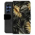 Étui Portefeuille Premium Samsung Galaxy S25 - Feuilles Dorées