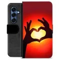 Étui Portefeuille Premium Samsung Galaxy S25 - Silhouette de Coeur