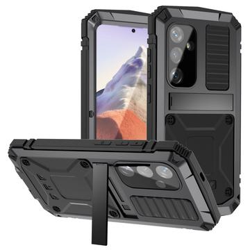 Coque Premium Samsung Galaxy S25 R-Just avec Kickstand et protecteur d\'écran en verre trempé - Noire