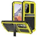 Coque Premium Samsung Galaxy S25 R-Just avec Kickstand et protecteur d'écran en verre trempé - Jaune