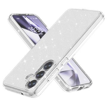 Coque Hybride Samsung Galaxy S25 - Série Stylish Glitter - Blanche