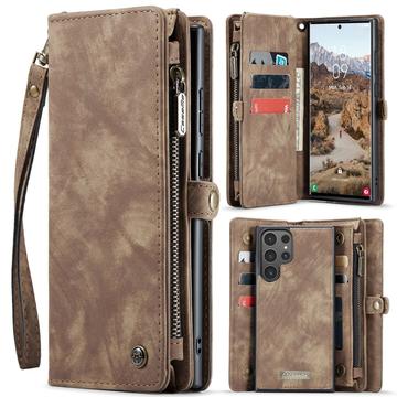 Étui Portefeuille Samsung Galaxy S25 Ultra Multifonctionnel 2-en-1 Caseme 008 - Ruskea