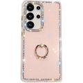 Coque Hybride Samsung Galaxy S25 Ultra CrystalGlow avec support à anneau - Rose