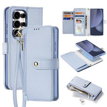 Étui portefeuille en cuir Samsung Galaxy S25 Ultra avec couverture magnétique Dux Ducis Lawa - Bleu ciel