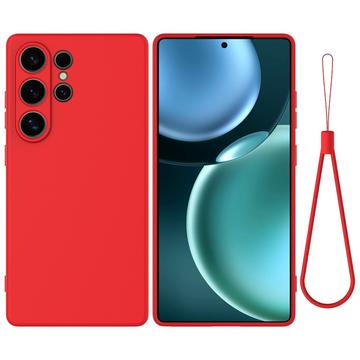 Coque Samsung Galaxy S25 Ultra en silicone liquide avec dragonne - Rouge