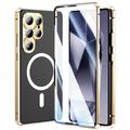 Etui magnétique Samsung Galaxy S25 Ultra avec protection d'écran en verre trempé - Compatible MagSafe - Or