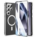 Etui magnétique Samsung Galaxy S25 Ultra avec protection d'écran en verre trempé - Compatible MagSafe - Argent