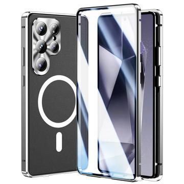 Etui magnétique Samsung Galaxy S25 Ultra avec protection d\'écran en verre trempé - Compatible MagSafe - Argent