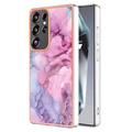 Coque Samsung Galaxy S25 Ultra en TPU Marble Pattern Galvanisé IMD - Bleue / Rose