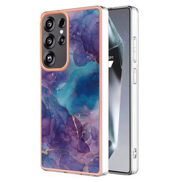 Coque Samsung Galaxy S25 Ultra en TPU Marble Pattern Galvanisé IMD - Violete / Bleue
