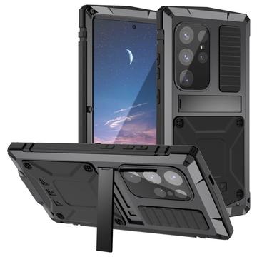 Coque Premium Samsung Galaxy S25 R-Just avec Kickstand et protecteur d\'écran en verre trempé - Noire