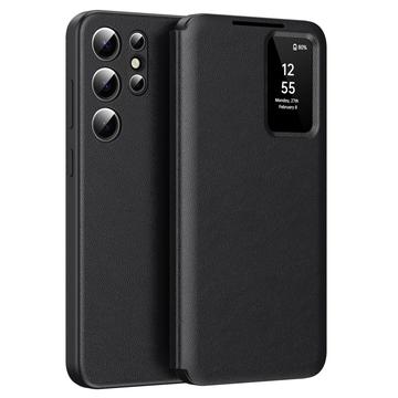 Étui à rabat Samsung Galaxy S25 Ultra Smart Clear View avec fente pour carte - Noir