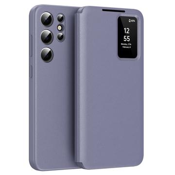 Étui à rabat Samsung Galaxy S25 Ultra Smart Clear View avec fente pour carte - Gris Violet