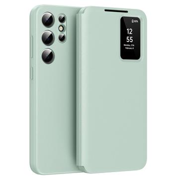 Étui à rabat Samsung Galaxy S25 Ultra Smart Clear View avec fente pour carte - Vert clair
