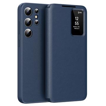 Étui à rabat Samsung Galaxy S25 Ultra Smart Clear View avec fente pour carte - Saphir