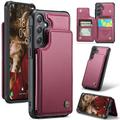 Étui Caseme C22 Samsung Galaxy S25+ avec portefeuille de cartes protégé par RFID - Rouge
