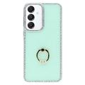 Coque Hybride Samsung Galaxy S25+/S24+ CrystalGlow avec support à anneau - Verte
