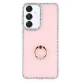 Coque Hybride Samsung Galaxy S25+/S24+ CrystalGlow avec support à anneau - Rose