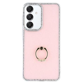 Coque Hybride Samsung Galaxy S25+/S24+ CrystalGlow avec support à anneau - Rose