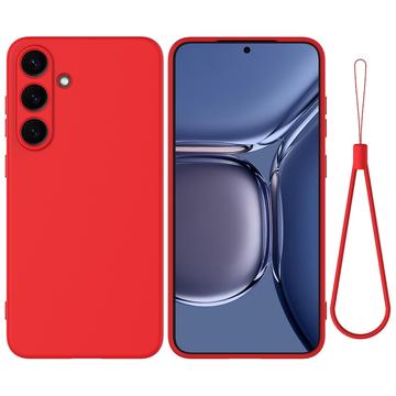 Coque Samsung Galaxy S25+ en silicone liquide avec dragonne - Rouge