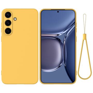 Coque Samsung Galaxy S25+ en silicone liquide avec dragonne - Jaune
