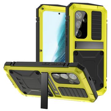 Coque Premium Samsung Galaxy S25+ R-Just avec Kickstand et protecteur d\'écran en verre trempé - Jaune