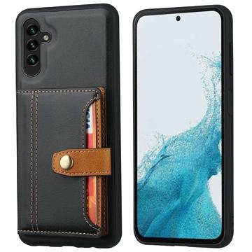 Étui Samsung Galaxy S25+ avec Portefeuille - Retro Style - Noir