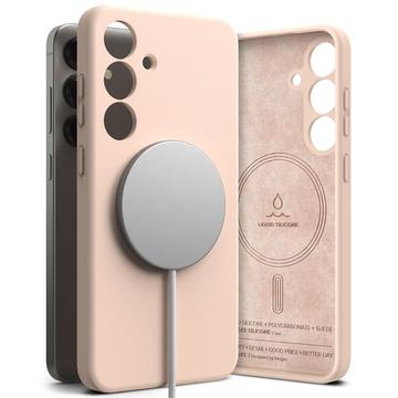 Coque MagSafe Samsung Galaxy S25+ en Silicone Liquide Ringke - Sable Rose
