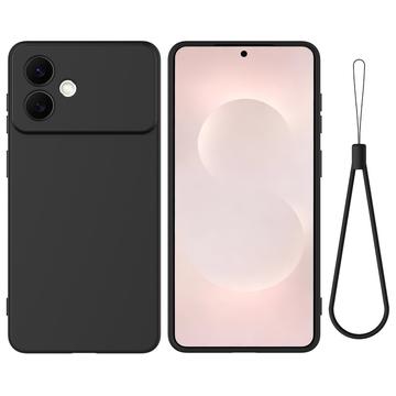 Coque Samsung Galaxy S26 Edge en silicone liquide avec dragonne - Noire