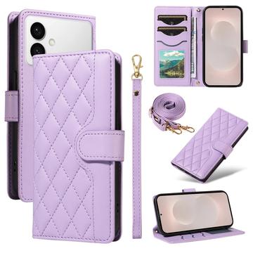 Étui Samsung Galaxy S26 Edge portefeuille matelassé luxueux - Violet