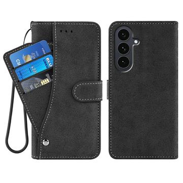 Étui élégant et rétro Samsung Galaxy S26+ avec porte-cartes rotatif et fonction de support - Noir