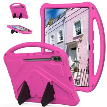 Coque Samsung Galaxy Tab S10 Ultra Antichoc Portative pour Enfants - Rose Vif