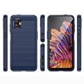 Coque en TPU Brossé pour Samsung Galaxy Xcover6 Pro - Fibre de Carbone - Bleue