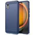 Coque Samsung Galaxy Xcover7 en TPU Brossé - Fibre de Carbone - Bleue
