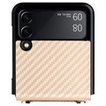 Coque Samsung Galaxy Z Flip3 5G avec Lanière - Fibre de Carbone - Doré