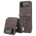 Coque Hybride Samsung Galaxy Z Flip4 5G avec Porte-Cartes - Marrone