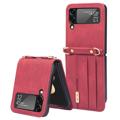 Coque Hybride Samsung Galaxy Z Flip4 5G avec Porte-Cartes - Rouge