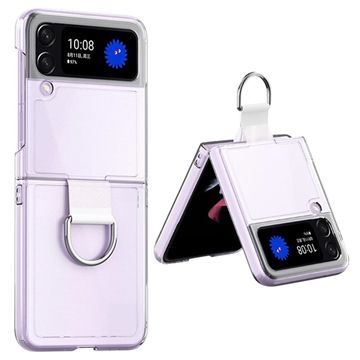 Coque Samsung Galaxy Z Flip4 avec Anneau Métallique - Claire