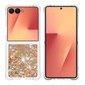 Coque Samsung Galaxy Z Flip7 en TPU Glitter Quicksand - Coeurs d'or